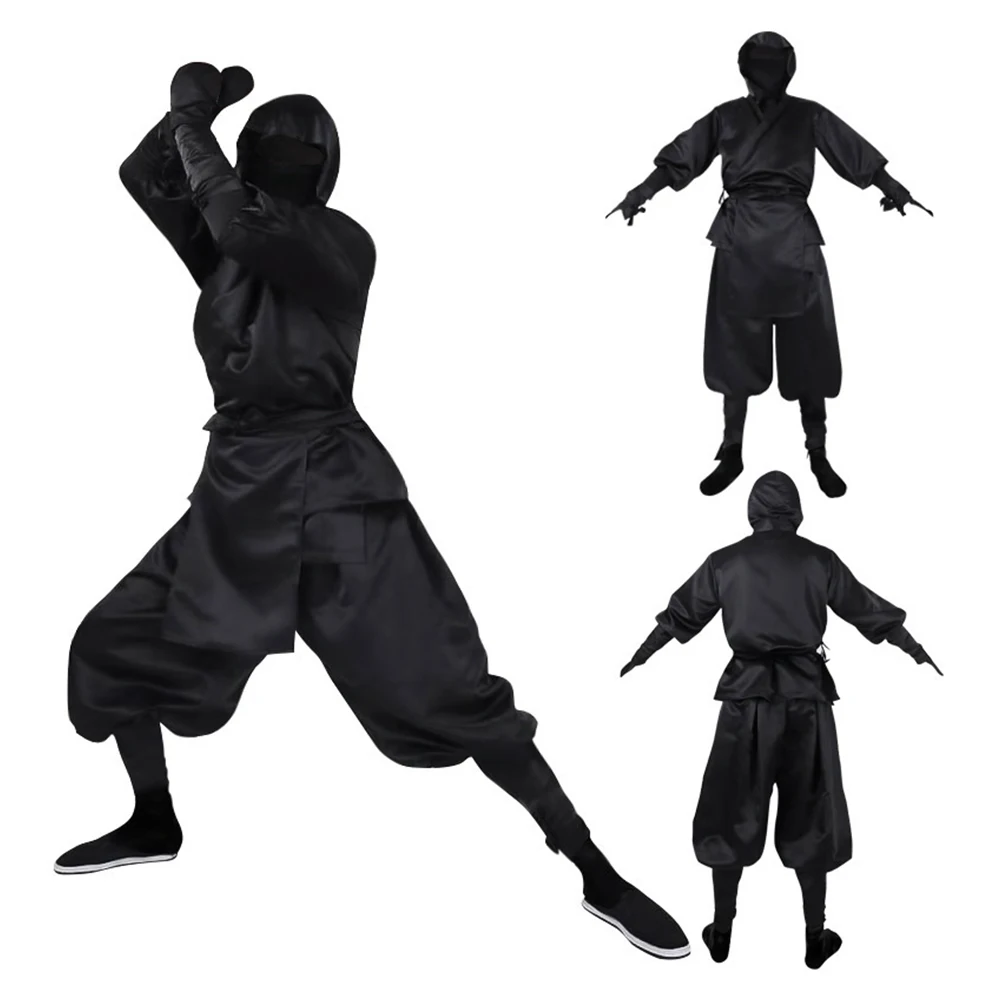 

Halloween Unisex Ninja Cosplay Clothes Adult Samurai Fantasy Hooded Black All-inclusive Uniform Costume Carnival Party Clothing