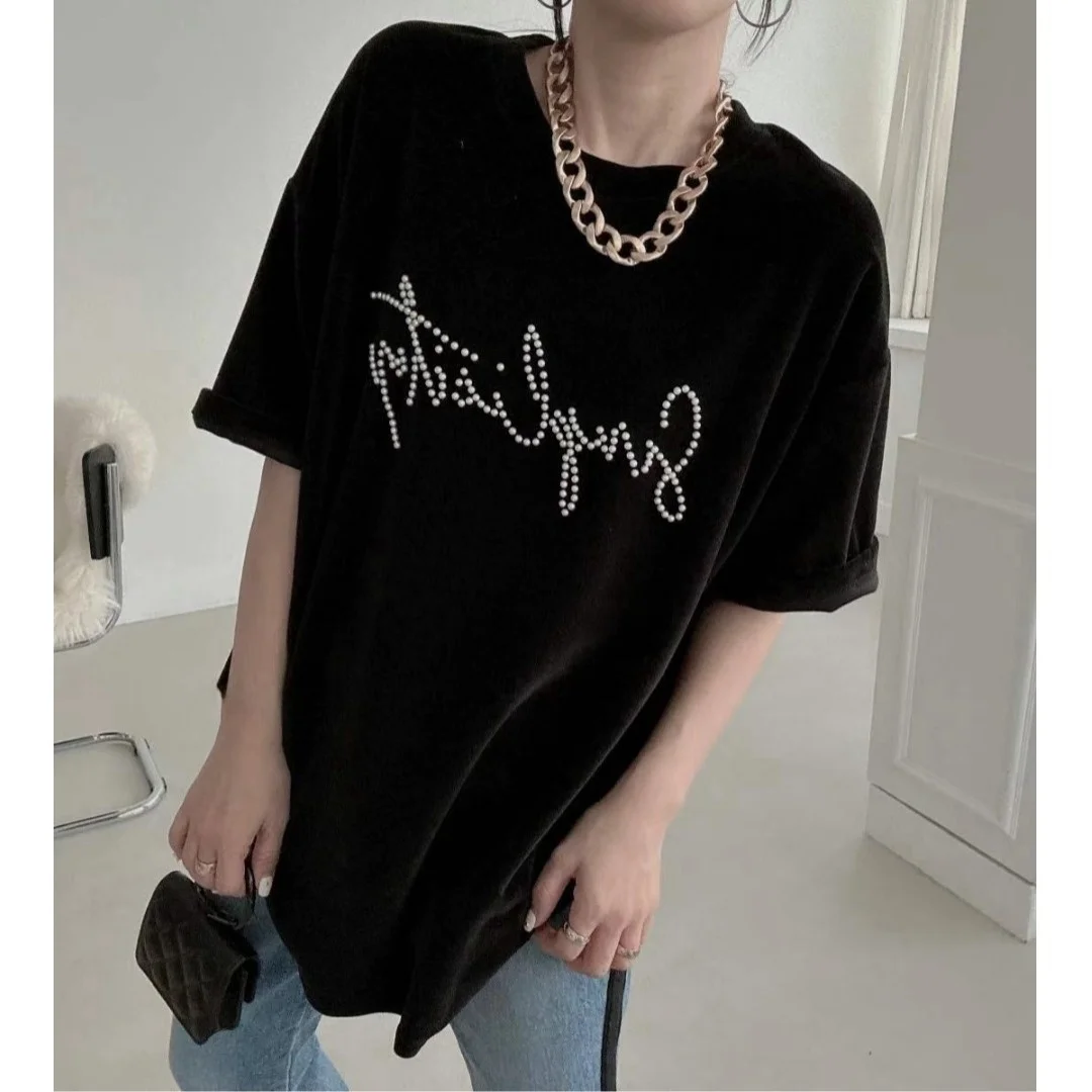 Faionable versátil Color puro con cuentas camiseta coreana Sle suéter de mujer primavera Otoño Invierno ropa interior Casual