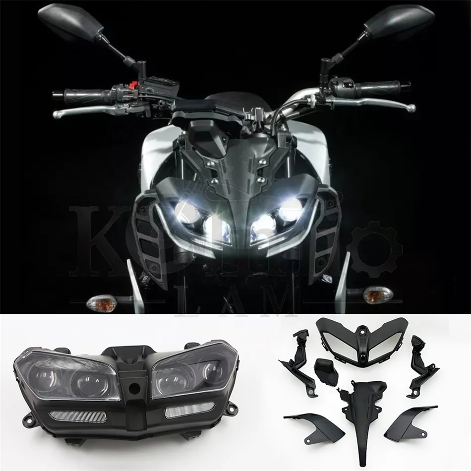 Fit For Yamaha MT09 FZ-09 MT-09 2017-2020 Motorcycle Headlight + Front Upper Fairing Cowl Panel Nose Headlamp Bracket Set 2018 2