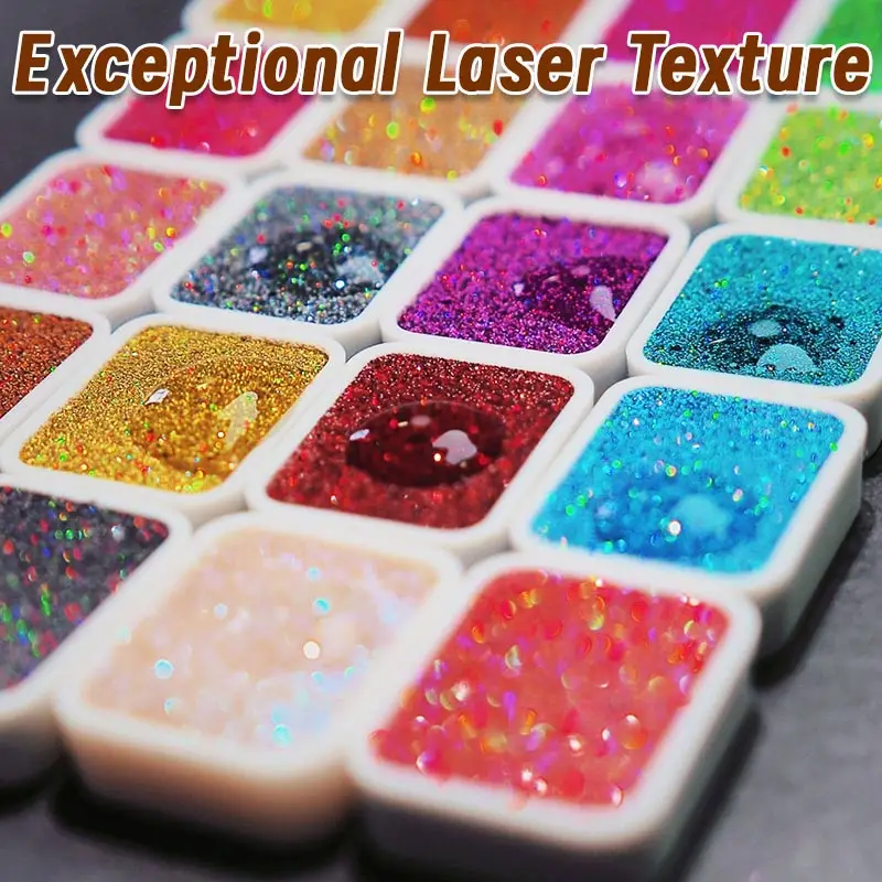 12-Color Laser Solid Watercolor Paint Set for Drawing, Calligraphy, Flower Wrapping, Dyeing, Ideal for Artists and Adults in Fes