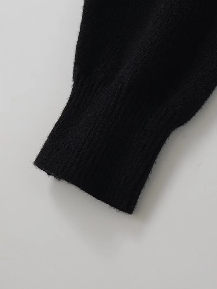 Estilo europeo y americano 2025 otoño recién llegados ropa de mujer versátil suéter de manga larga con cuello redondo corto