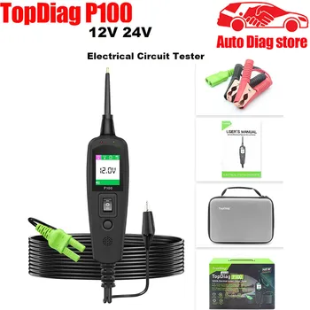 TopDiag P100 Pro Scanner 12V 24V Car Truck Power Scan Electric Circuit Tester Probe Car Battery Tester Automotive Tool PK PS100