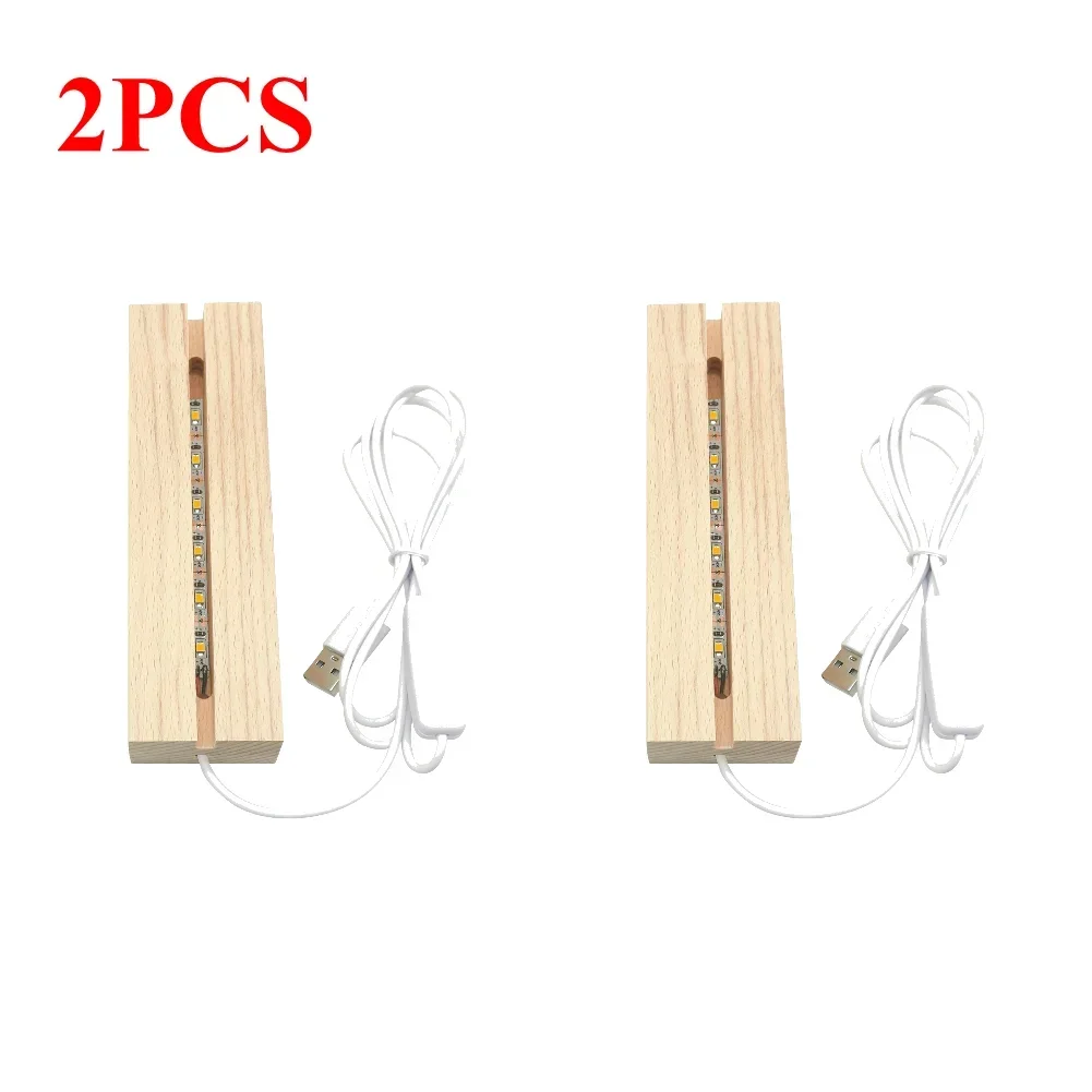 1-10 Stuks Led Hout Licht Display Kristal Houten Verlichte Basis Acryl Lichtplaat Basis Usb Houten Basis Voor Hars Art Licht Licht