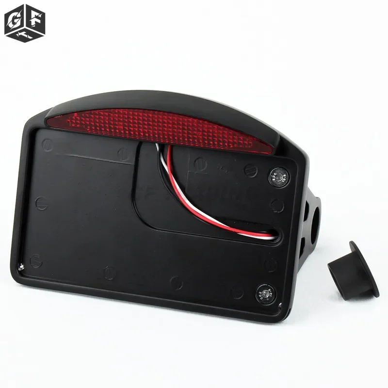 Motorcycle License Plate LED Tail Light Horizontal Side Mount Bracket Holder For Harley Bobber Chopper Custom Touring Universal - view 3