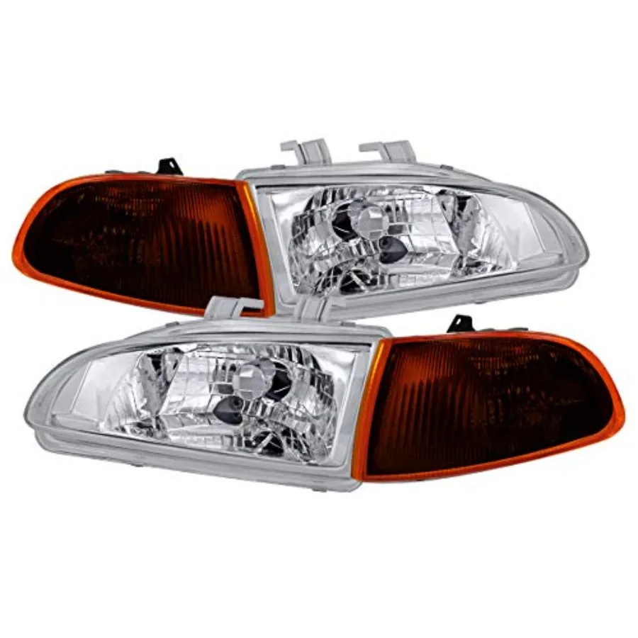 

Фары хромированные для Honda Civic 2/3 двери, с затемненными янтарными угловыми фонарями для улучшения видимости и стильного внешнего вида
