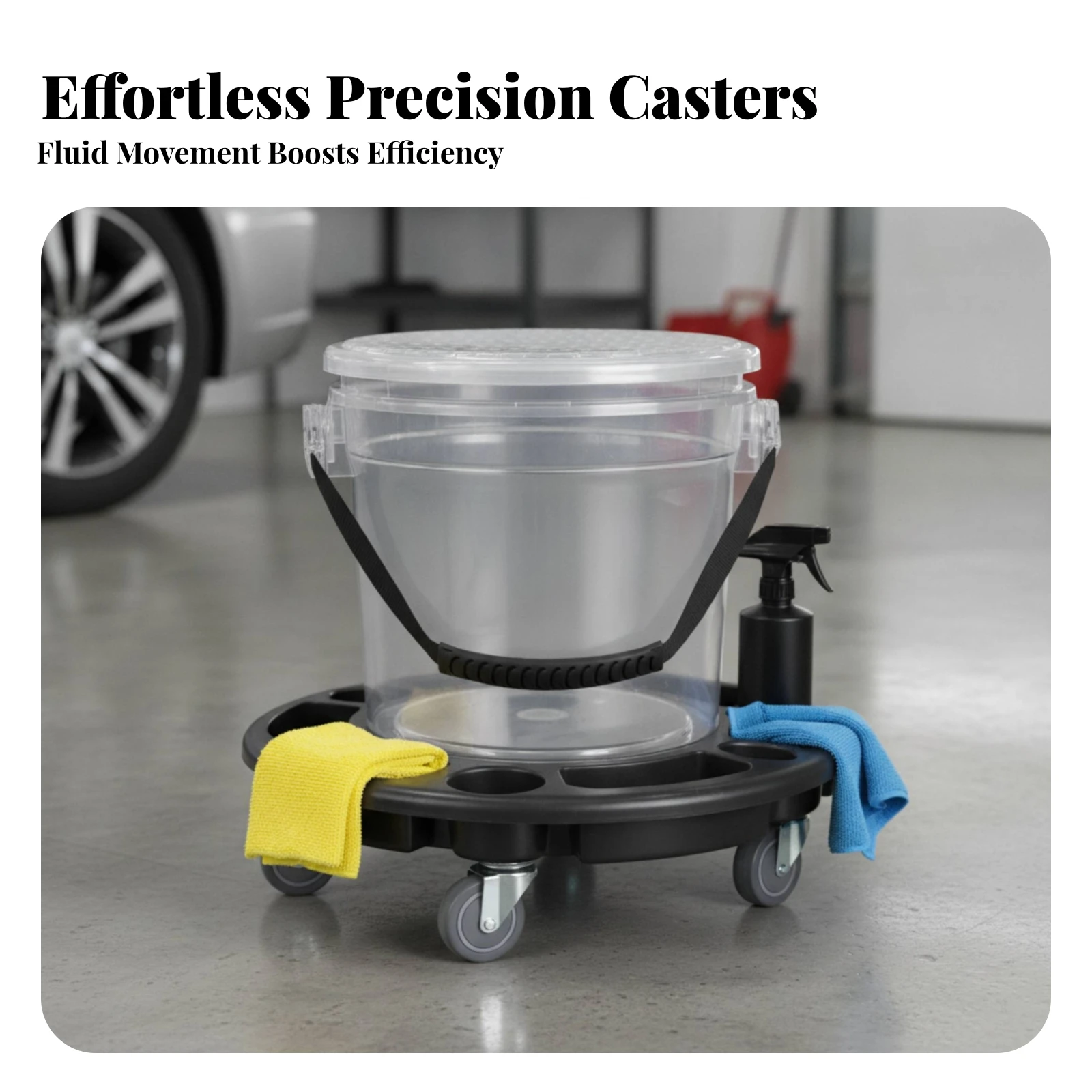 Pail Dolly with Tool Holders Low-Height Wheeled Pail Dolly Long-Lasting Stable for Auto Enthusiasts, Garage