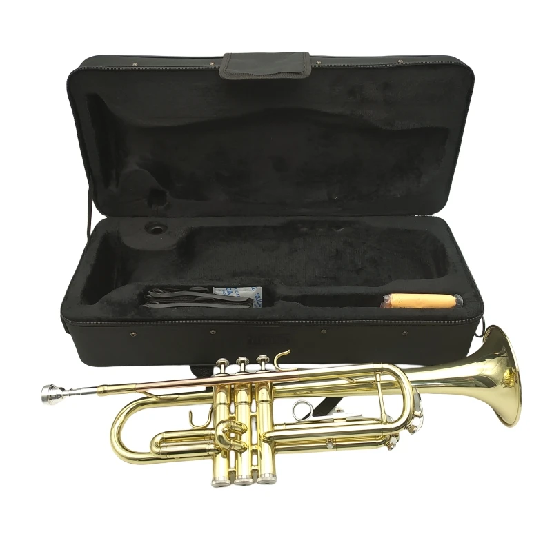 Wholesale Novice Practice Trumpet Lacquered Brass Trumpet Wind Instrument With Accessories