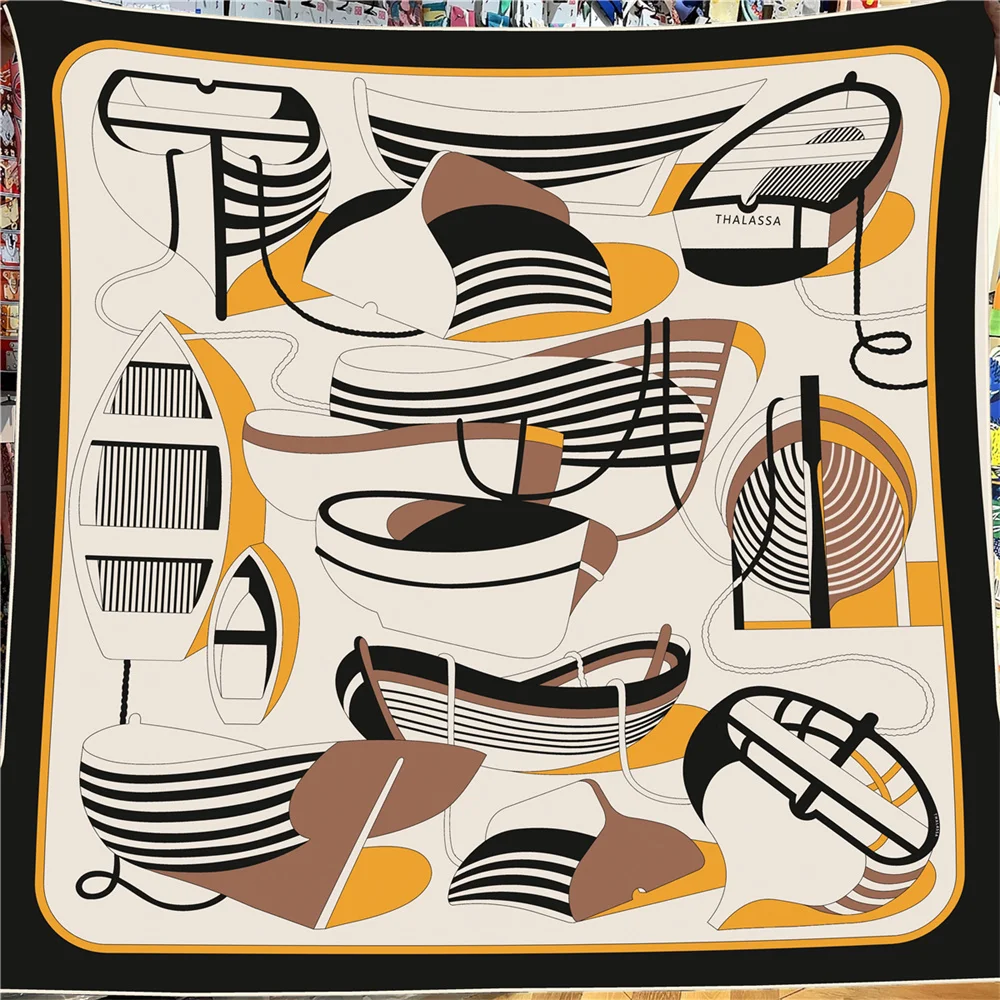 

POBING Silk Cashmere Scarf Women Manual Hand Rolled Square Scarves Wraps Big Bandana Luxury Hijab Female Foulards Poncho 135CM