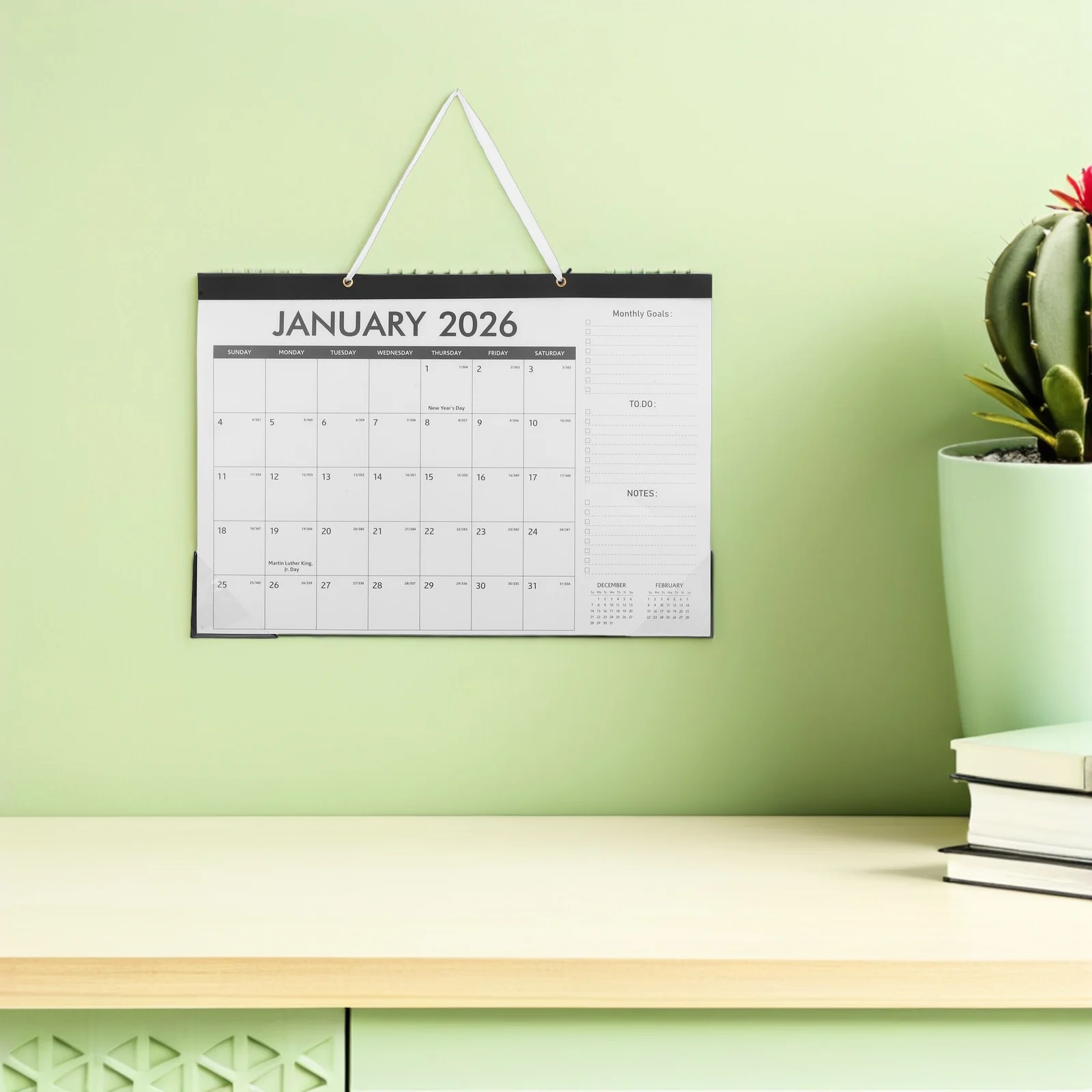 

Настенный календарь на 18 месяцев на 2026: ежемесячный подвесной планировщик для домашнего офиса, школы, расписание, большой принт с многонациональными праздниками