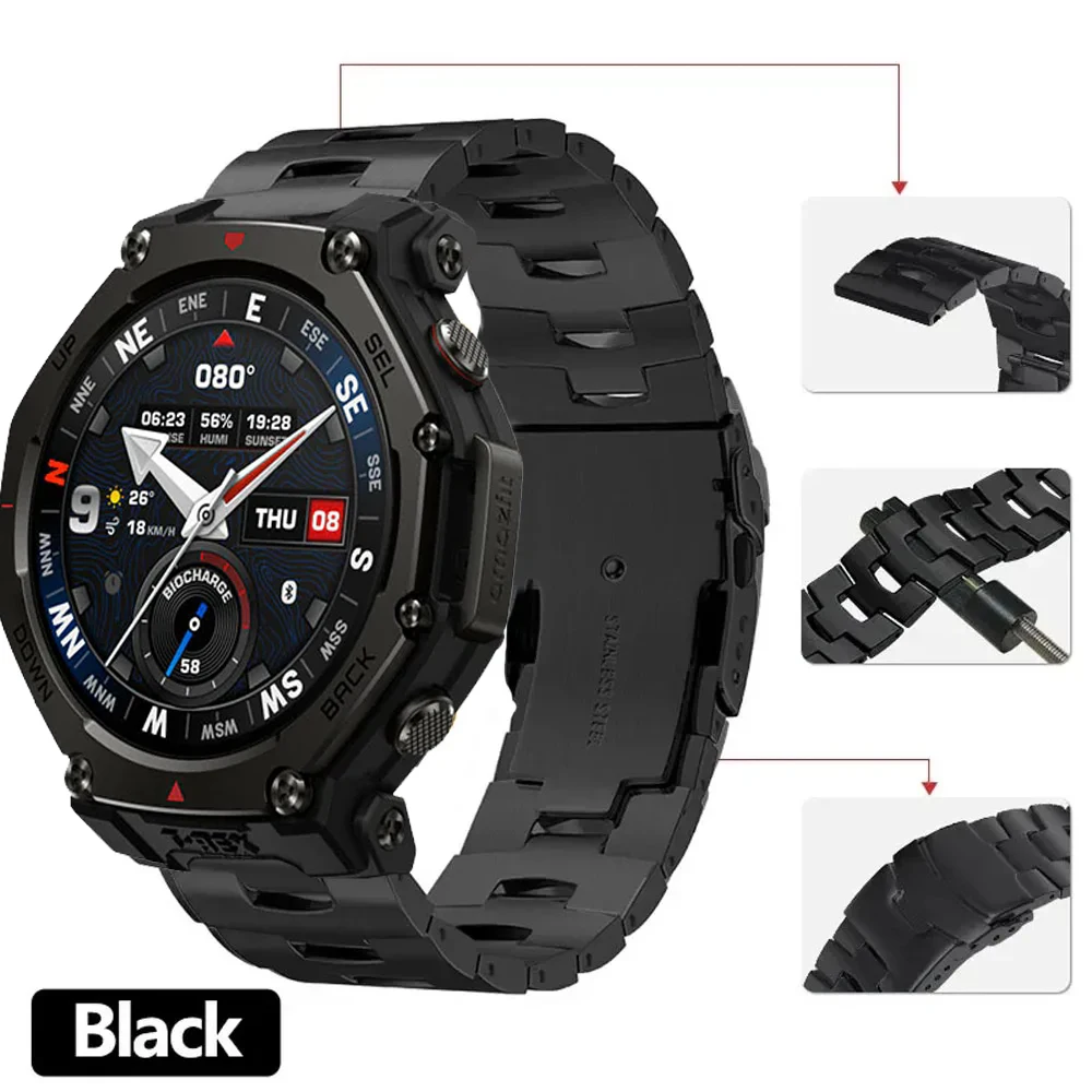 22mm Oracle Titan-Armband für Amazfit T-Rex3 Pro 48mm/Balance 2/GTR 4 3/Bip 5 6 Metall-Armband für Huawei Watch GT6/5/4/3 46mm