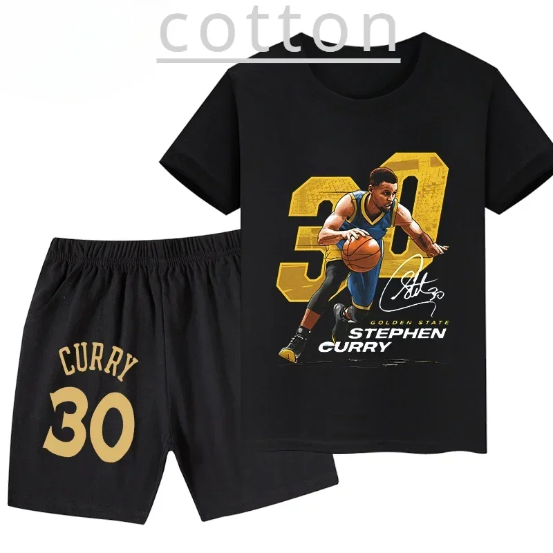 Stephen Curry Print Children Clothes Summer Kid\'s Cotton T-shirt Shorts Suit Short-sleeved Sport 2-piece Baby Set Boy Girl