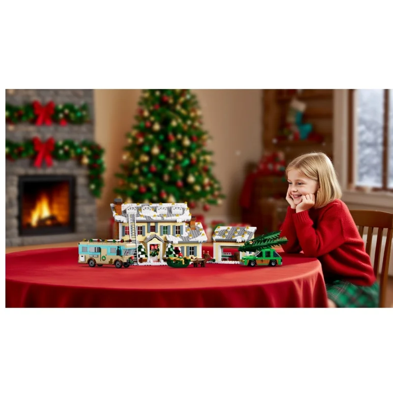 Hot Mad Crazy Christmas Holiday XMAS Cottage House Elk Van Car Buliding Bricks Winter Scene Modular Architecture Toy Kit Gift