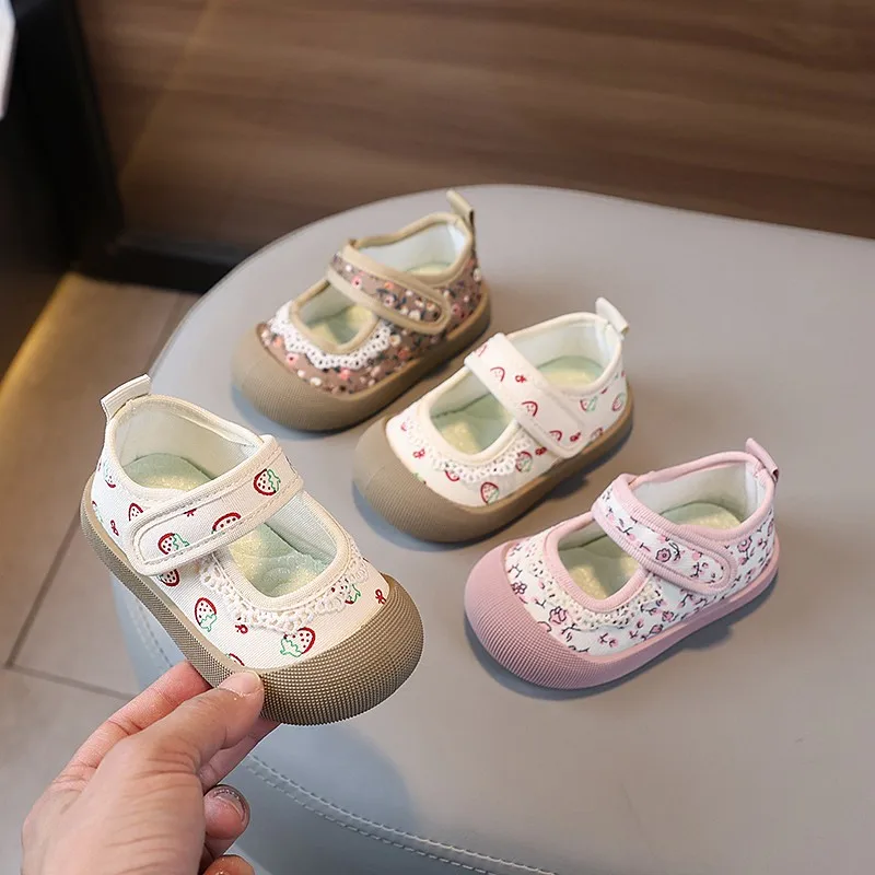 

Round Toe Light Non-slip Kid's Casual Shoes 2025 Summer Breathable Hook&Loop Cute All-match Flat Children's Shoes 18-29