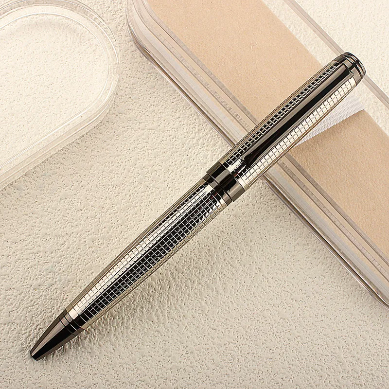 Metal Pen Stainless Steel Material Rotate Gel Pens Ink Blue Writing Ballpoint Pen Point 0.7mm for School Office Stationery