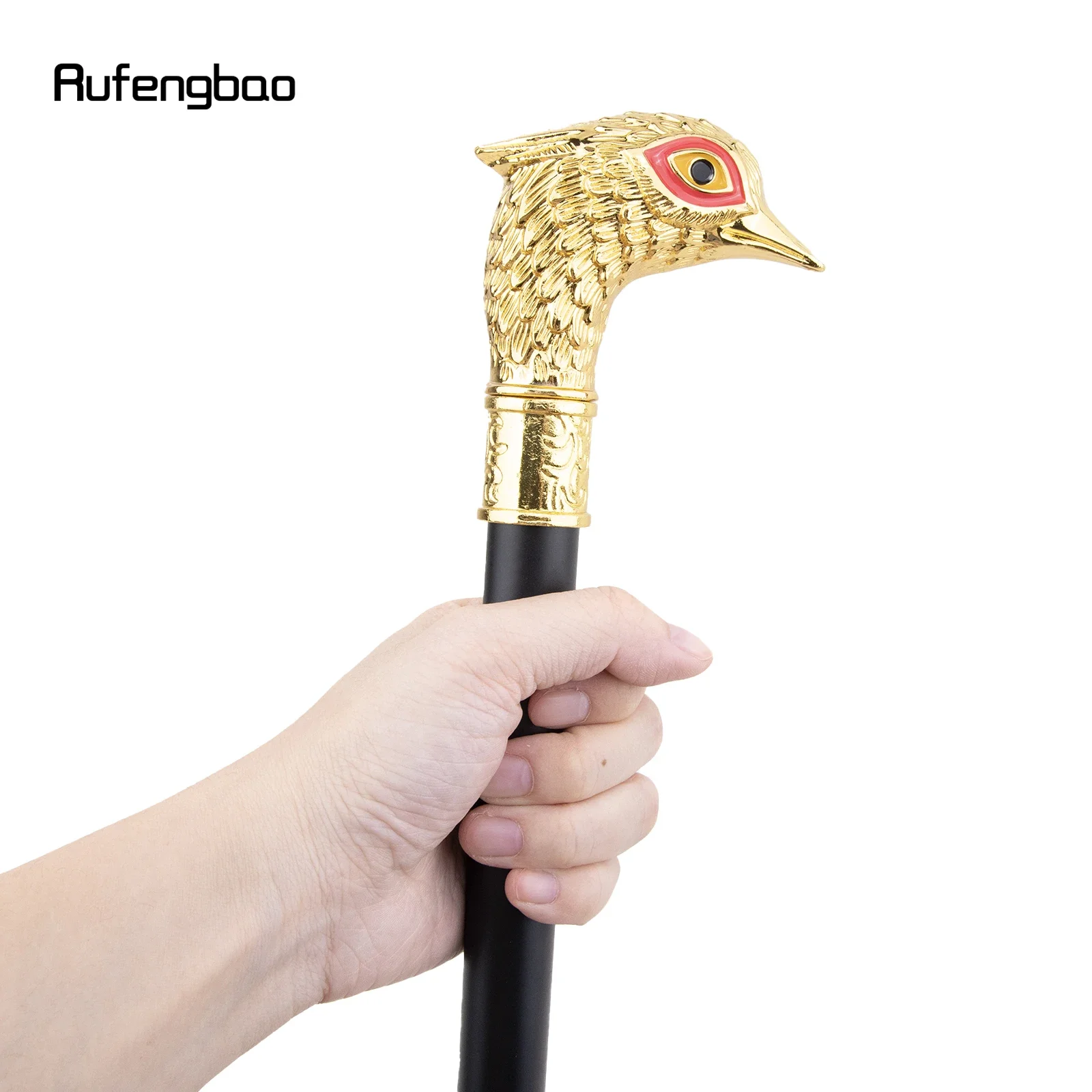 Golden Bird Head Red Eye Single Joint Fashion Walking Stick Decorative Vampire Cospaly Party Walking Cane Halloween Crosier 93cm