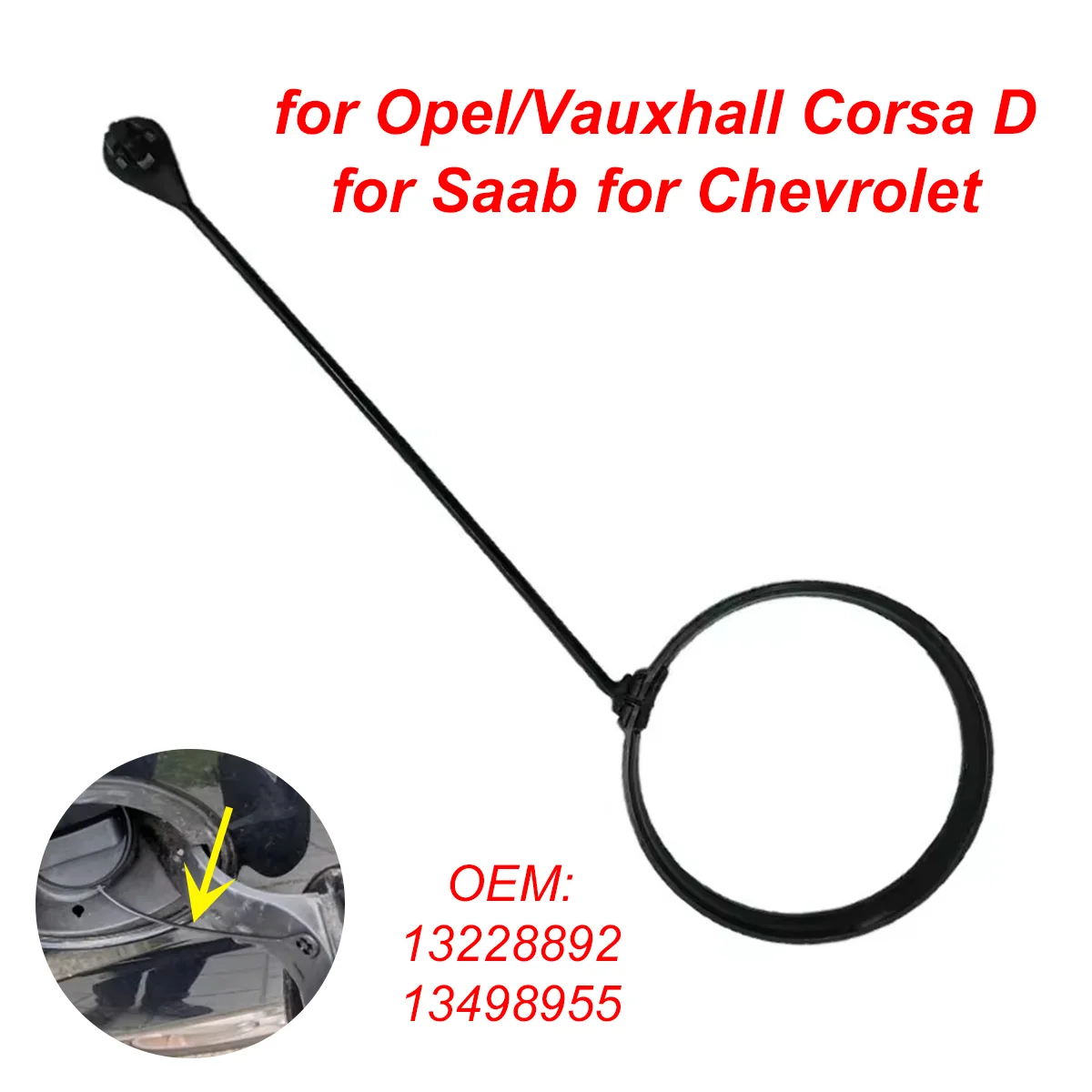 Cable de Seguridad para la Tapa del Tanque de Combustible 13498955 para Opel/Vauxhall Corsa D, Meriva B, Saab 9-3, Chevrolet Cruze y Orlando
