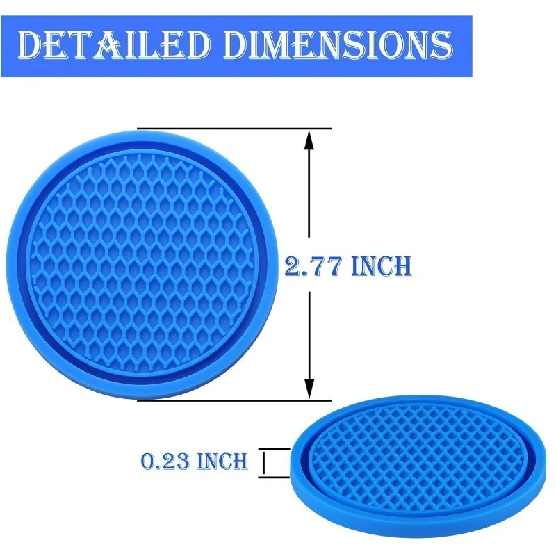 2 - Pack Car Cup Mat, PVC Round Non - Slip Coaster, Soft Rubber, Auto Interior Drink Holder Pads