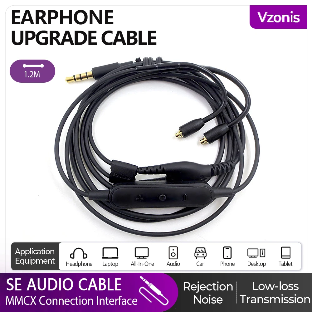 

Earphone Upgrade Cable Inline Control Audio Cable with MMCX Connection Interface for SHURE SE215 SE425 SE535 SE846 UE900