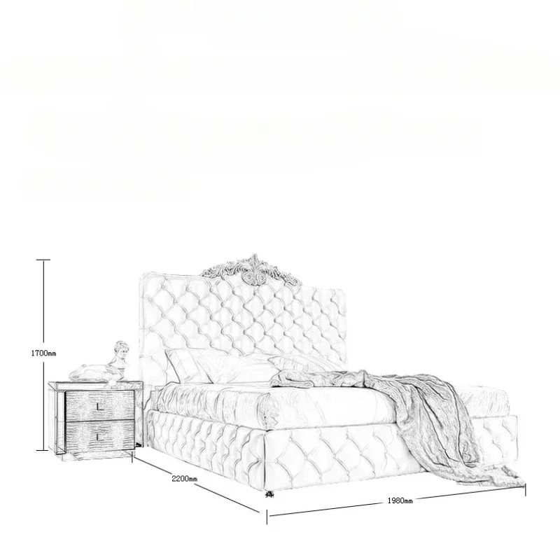 سرير مزدوج أنيق للأميرة الأوروبية، سرير فيلا أبيض فاخر على الطراز الفرنسي، مقاس كوين، أثاث كاما الزوجية للمنزل