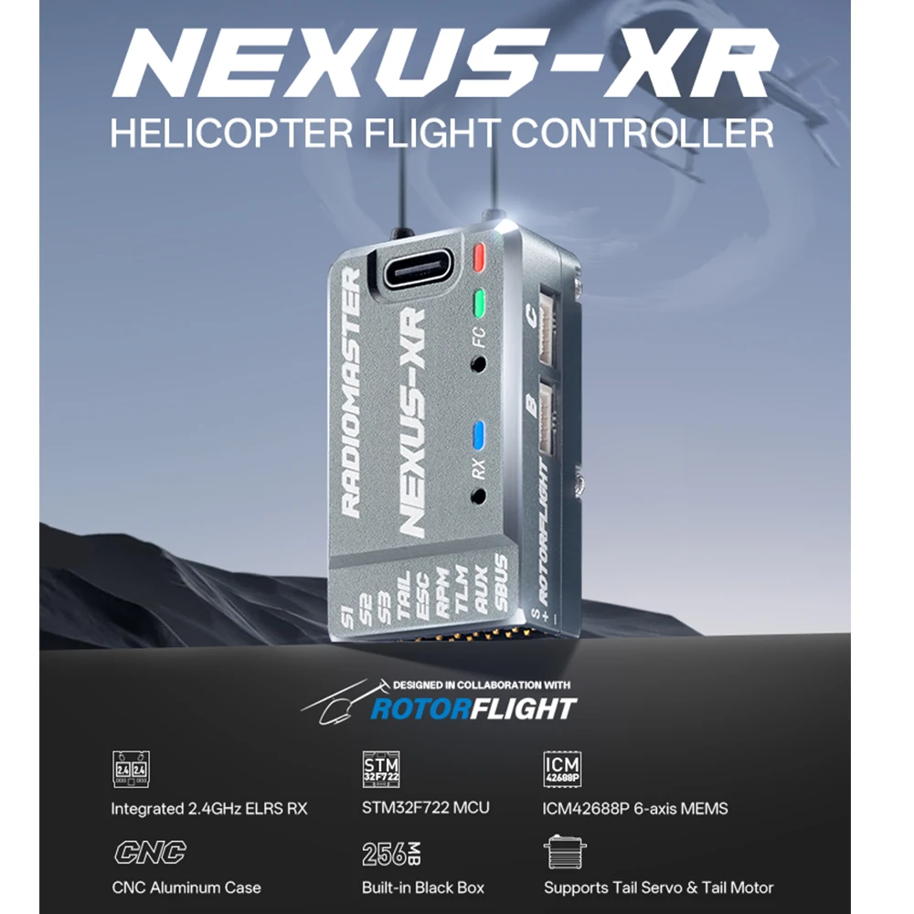 Radiomaster NEXUS-XR/X controlador de vuelo de helicóptero ICM42688P MEMS de 6 ejes integrado 2,4 GHz ELRS RX para helicóptero de ala fija RC