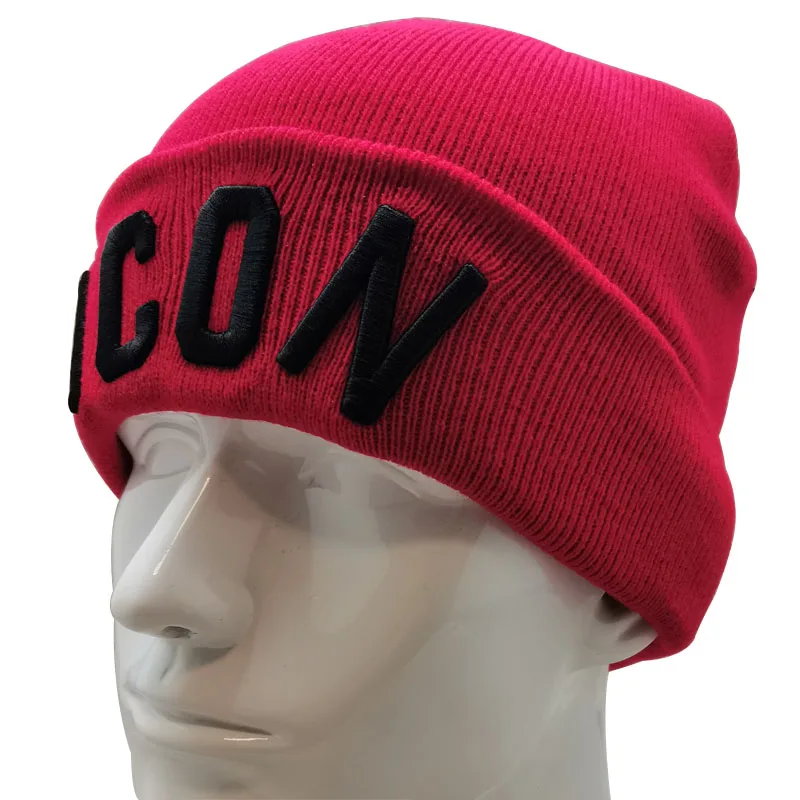 New unisex winter hat plus fleece warm hat fashion brand ICON wool hat men and women outdoor thickening ski sports knitted hat