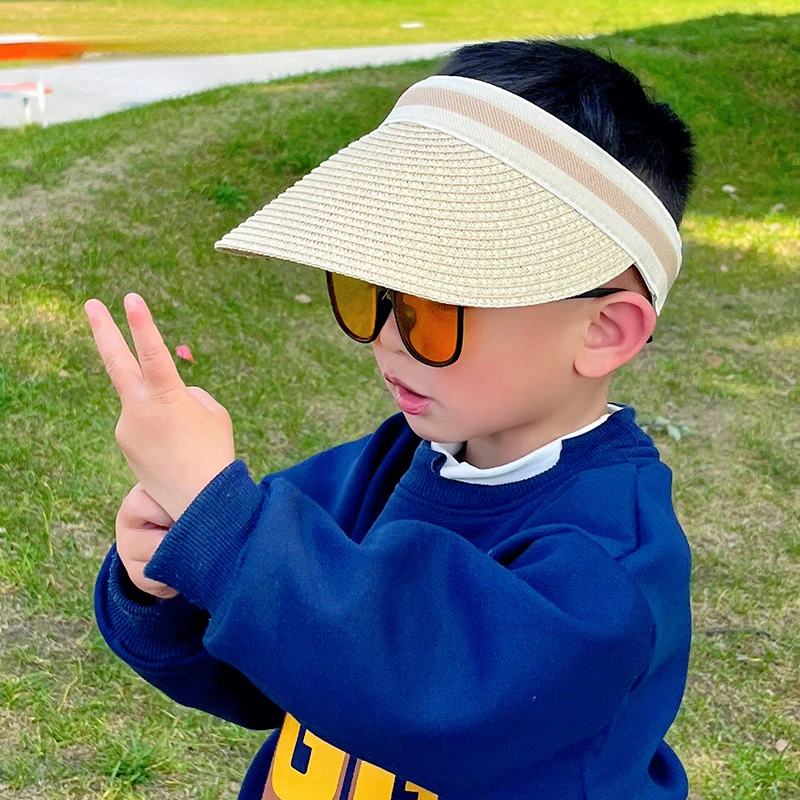 Children Empty Top Hat Summer Sun Shading and Sun Protection Duckbill Hat Thin Breathable Large Brimmed Straw Hat