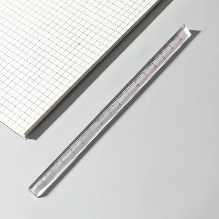 Simple and transparent triangular ruler, student unprinted drawing measurement