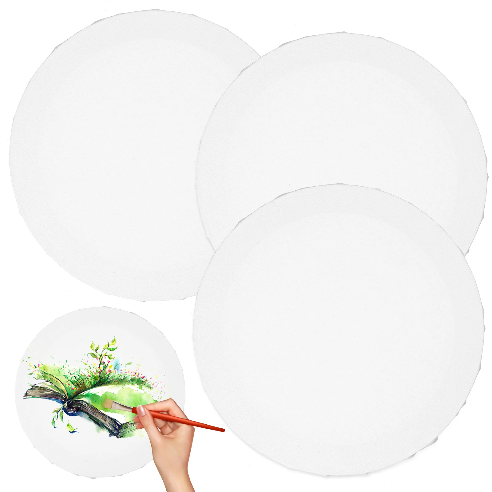 

3pcs 20X20cm Canvas Boards for Painting Durable Round Shape Oil Painting Frames Acrylic DIY Craft Project Supply