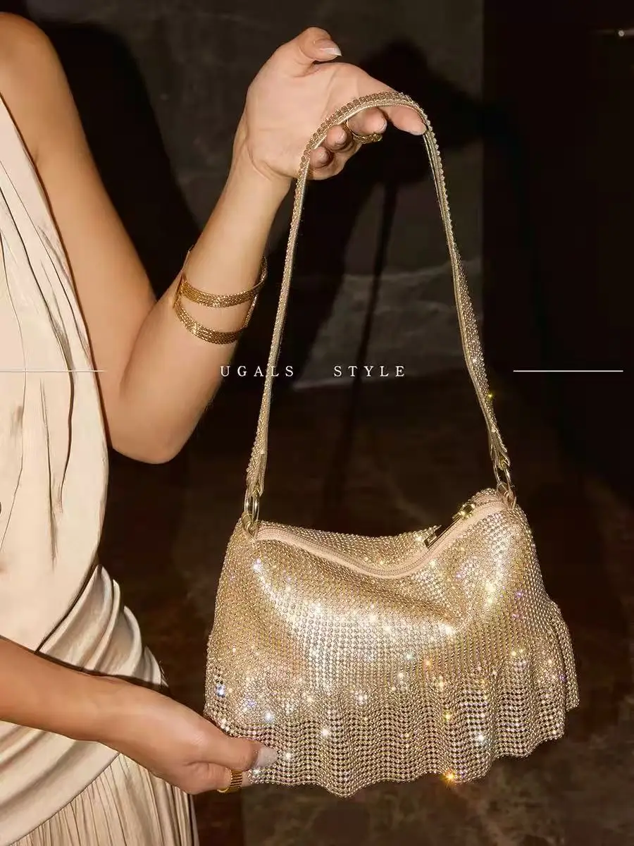 

Glitter Shiny Rhinestones Diamond Clutch Purse Luxury Exquisite Women Handbag Wedding Party Banquet Bag Shoulder Crossbody Bag