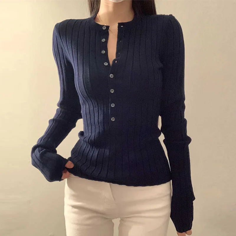

Sueters De Mujer Knitted Sweater Women Pullovers New Slim Long Sleeve O-Neck Knit Sweater Pullover Women Tops Knitwears Q3726