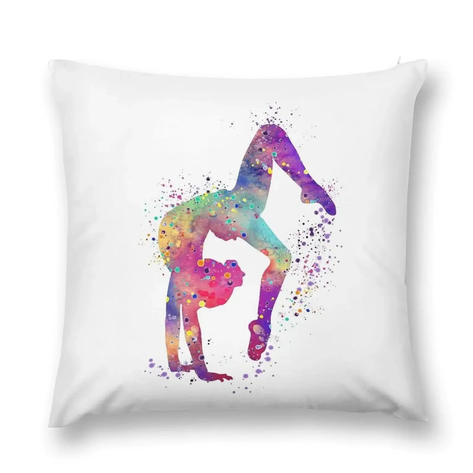 Gymnastics Girl Tumbling Colorful Watercolor Art Gift Throw Pillow anime girl sleeping pillows Rectangular Cushion Cover pillow