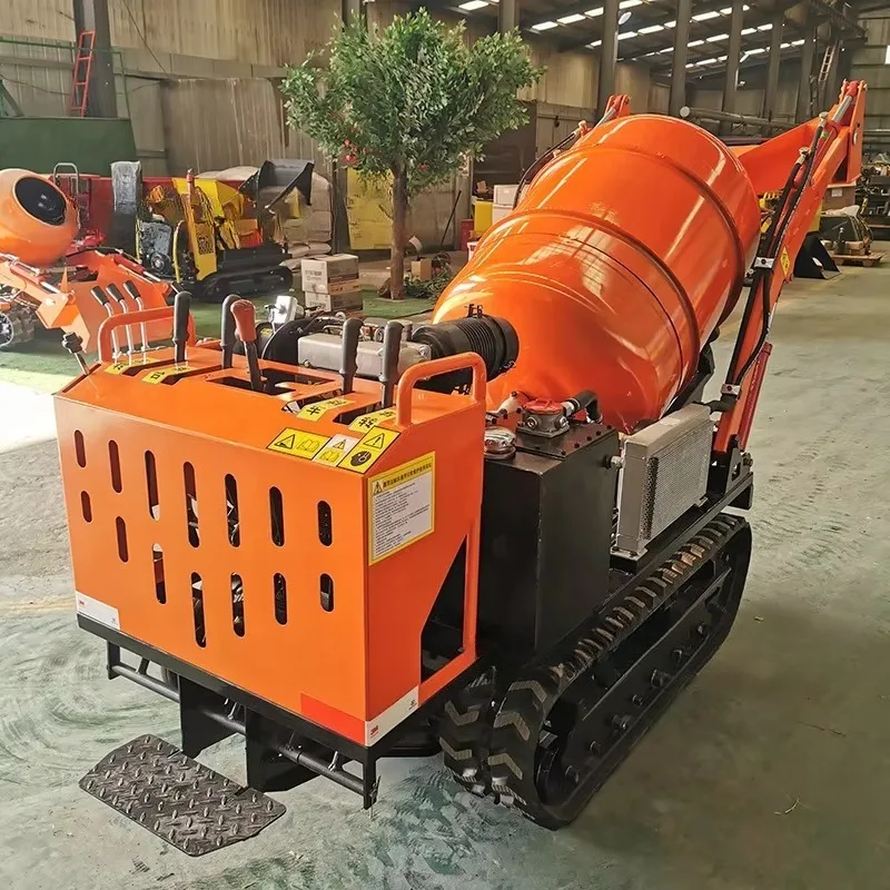 Crawler Self-Loading 0.8 Ton Concrete Mixer Truck Used Diesel Engine Cheap Price Mini Concrete Mixer Machine with Pump for Sale view 6