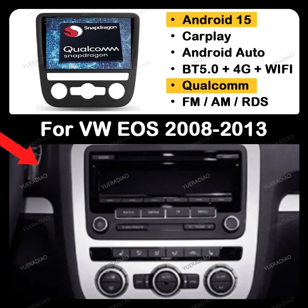 

Android 15 Car Radio For Volkswagen EOS Scirocco 3 III Mk3 2008 - 2014 Navigation GPS Multimedia Video Player Carplay Auto 4G BT