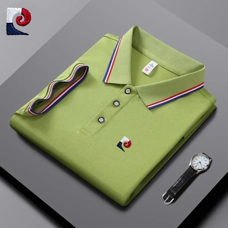 Nueva Camiseta Polo de Verano de Alta Calidad con Logotipo Bordado para Hombre, Moderna, Casual, Fresca, Absorbente de Sudor, Versátil