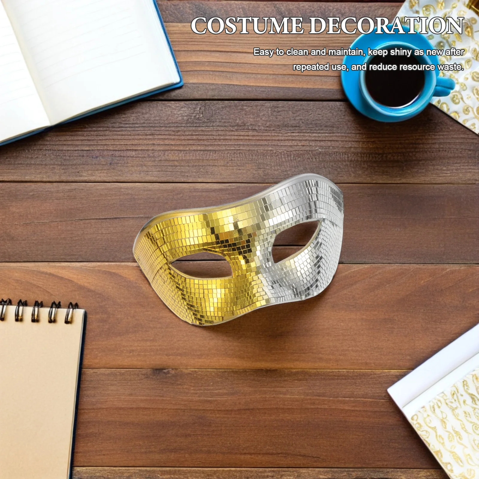 

Disco Glitter Mask Half Face Masquerade Mirror Ball Cover Lightweight Reflective Halloween Party Costume Dj Rave Mask