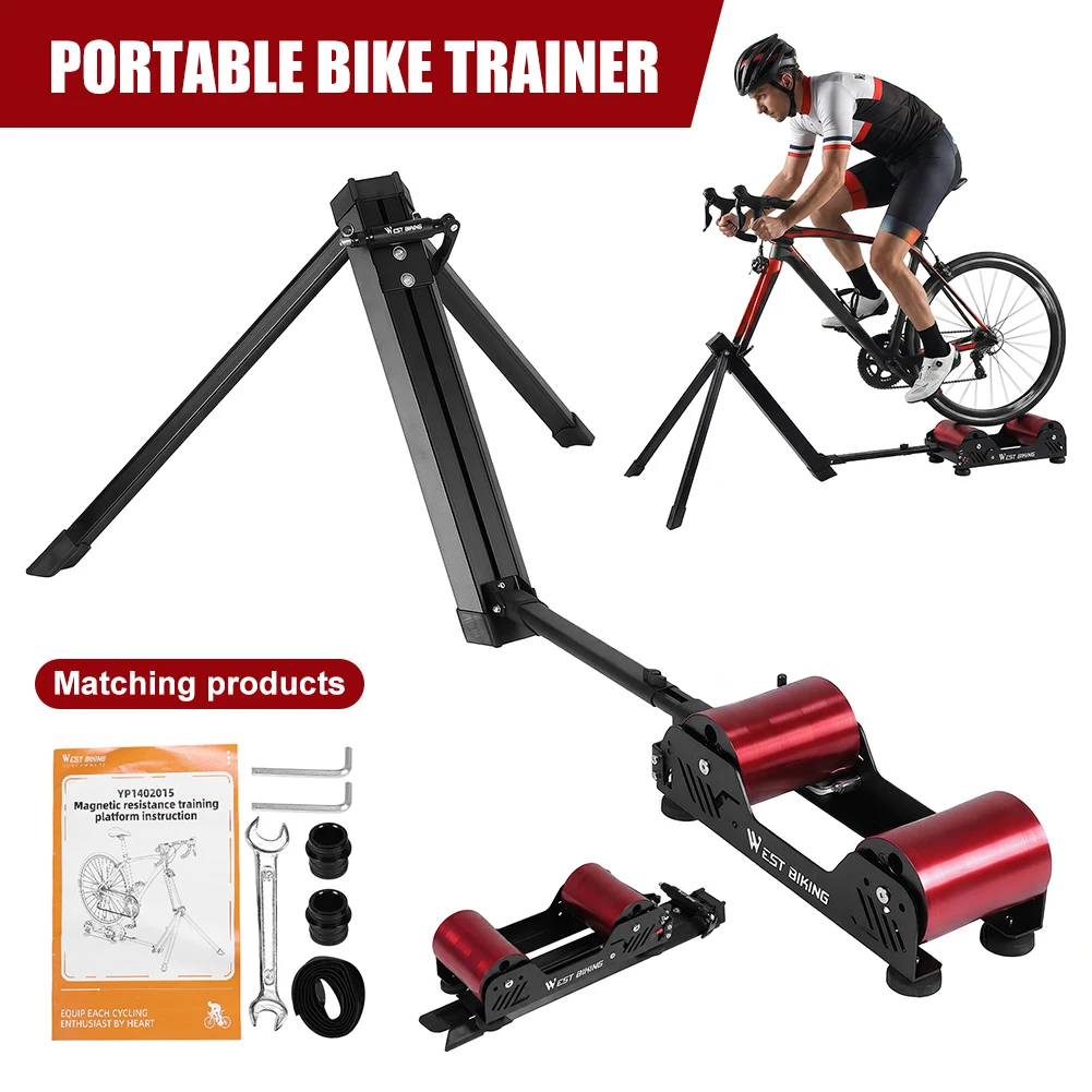 

Bikes Trainer Silent Roller Mountain Bike Training Stand Resistance Adjustable Roller Cycling Platform Folding Bike Accessory