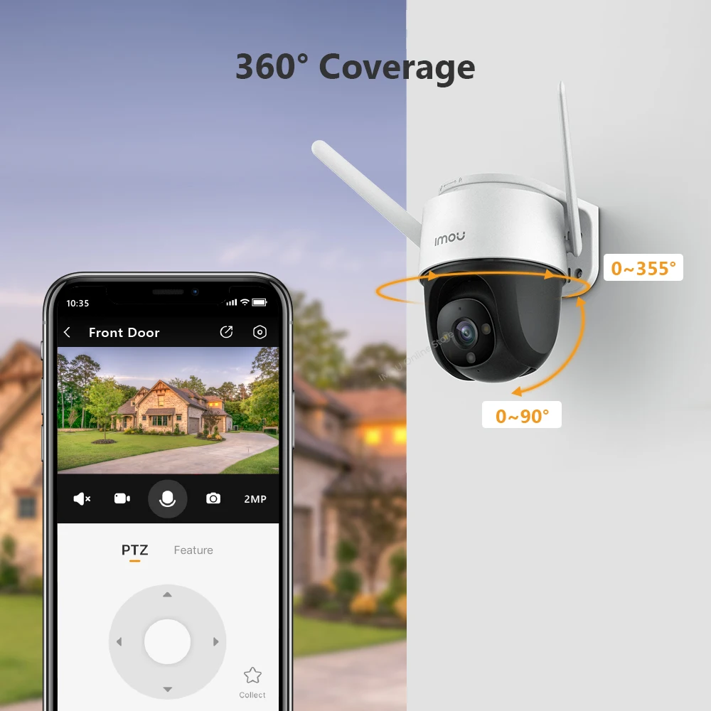 Imagem -02 - Imou Cruiser Câmera Externa Ptz Wifi sem Fio à Prova Dágua Externa 360 ° Proteção de Segurança Câmera ip de Vigilância Alexa 8xdigital Conversa Bidirecional ai Detecção Humana Full-color Visão Noturna Wi-fi Integrado