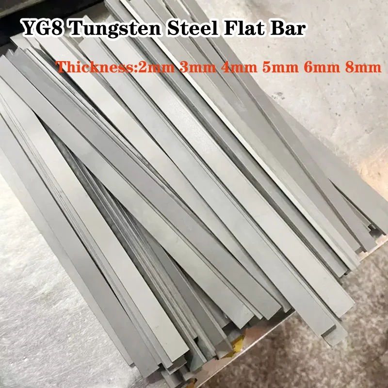 1Pcs Length 200mm YG8 Tungsten Steel Flat Bar Rod Strip Hard Alloy Plate Thick 2/3/4/5/6/8mm Width/4mm~50mm Lathe Turning Tool