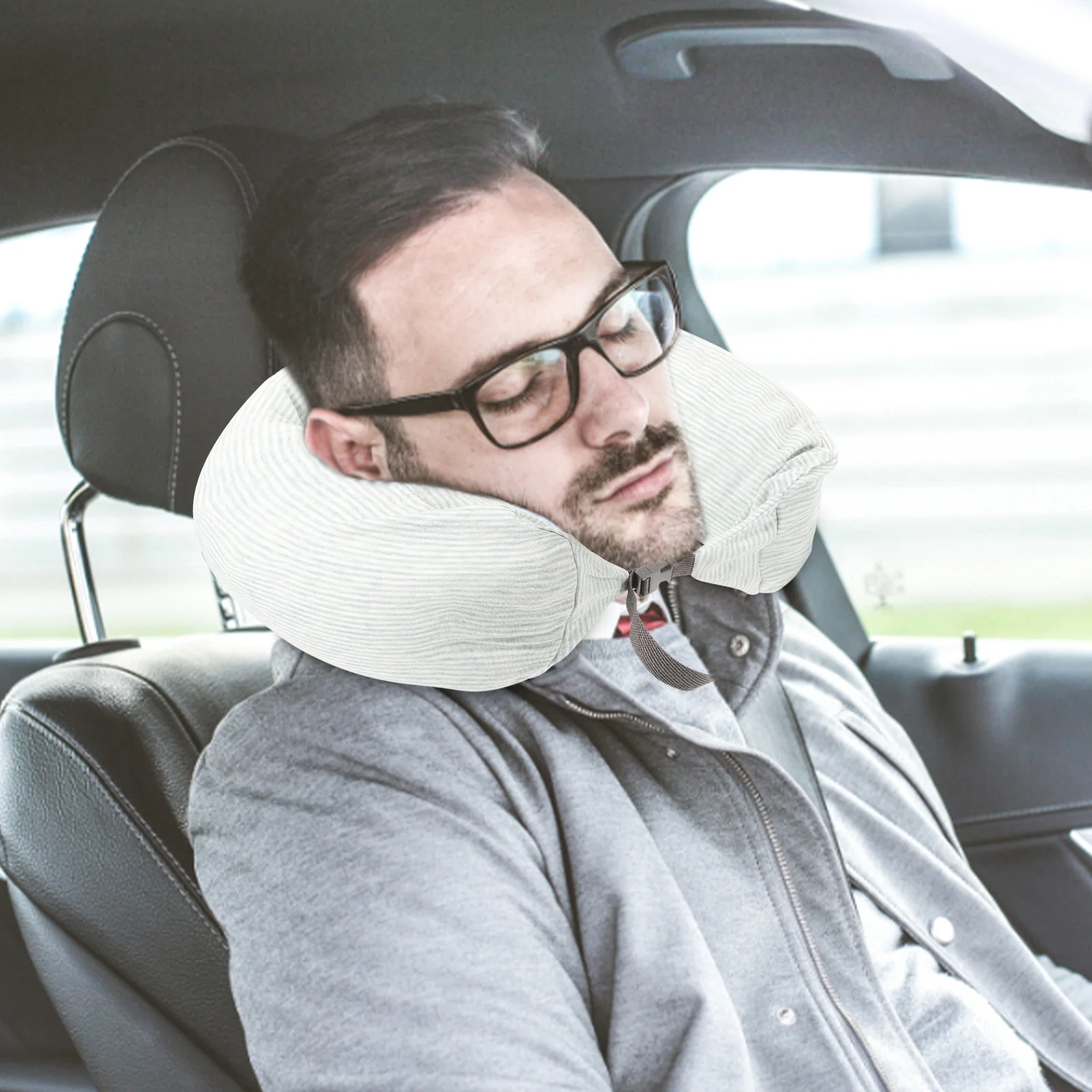 

Полосатая подушка для шеи, гибкая U-образная подушка для шеи, поддержка талии, дорожная подушка, портативная для поездов в самолете, домашнего офиса, зеленая