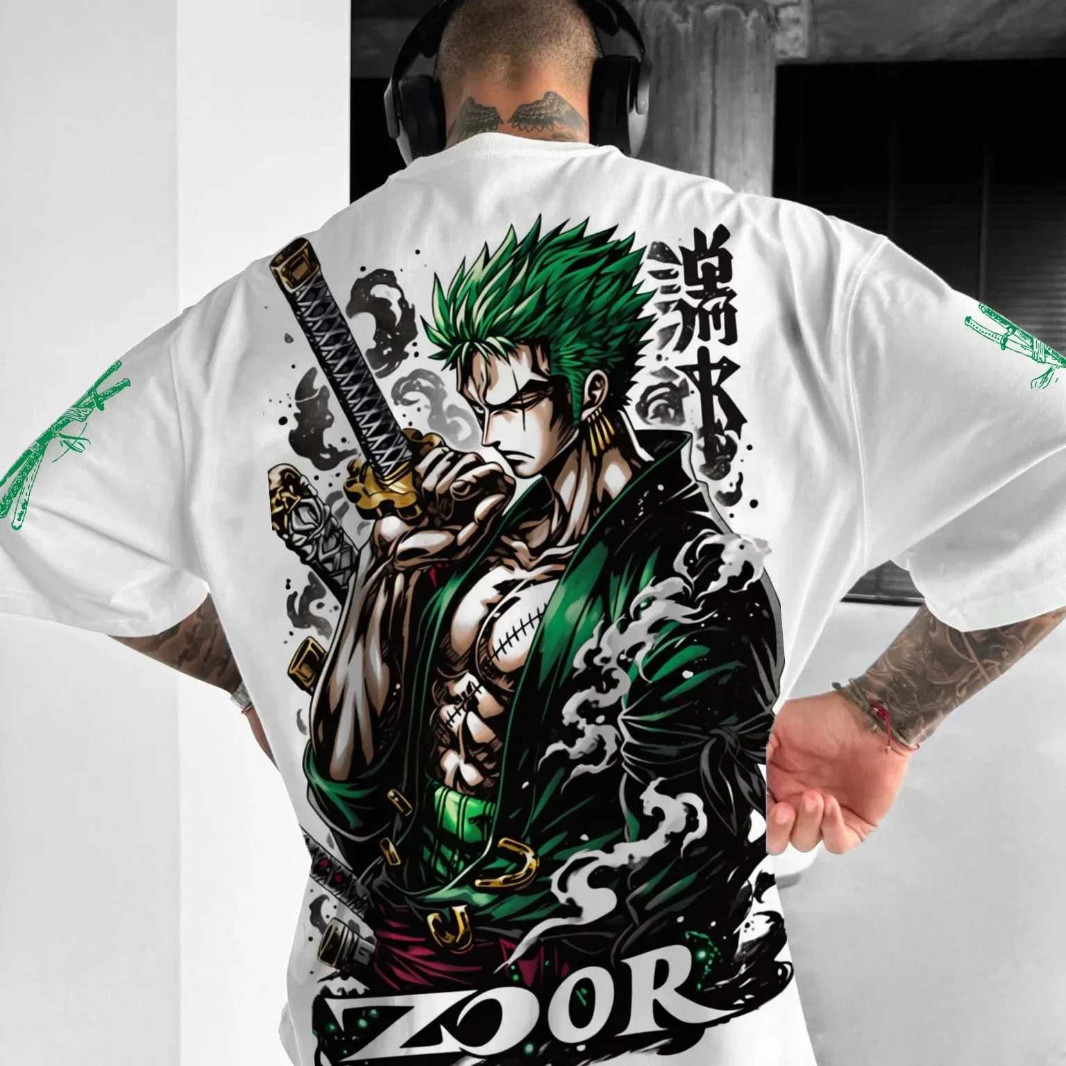 One Piece Luffy Bedrukt Katoen Korte mouwen Amerikaans Los Heren en Dames Zomer Ademend Sport Ronde hals T-shirt Ins