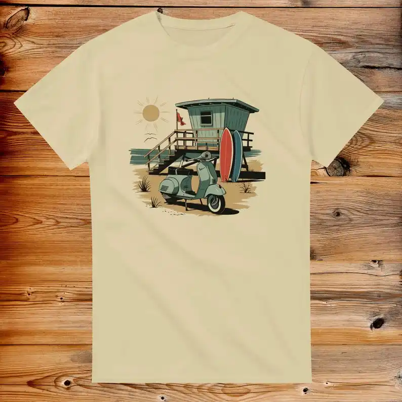 Vintage style T-Shirt – Unisex fit - Classic Scooter, Retro Surf Beach Vibes, Italian Style Gift ﻿