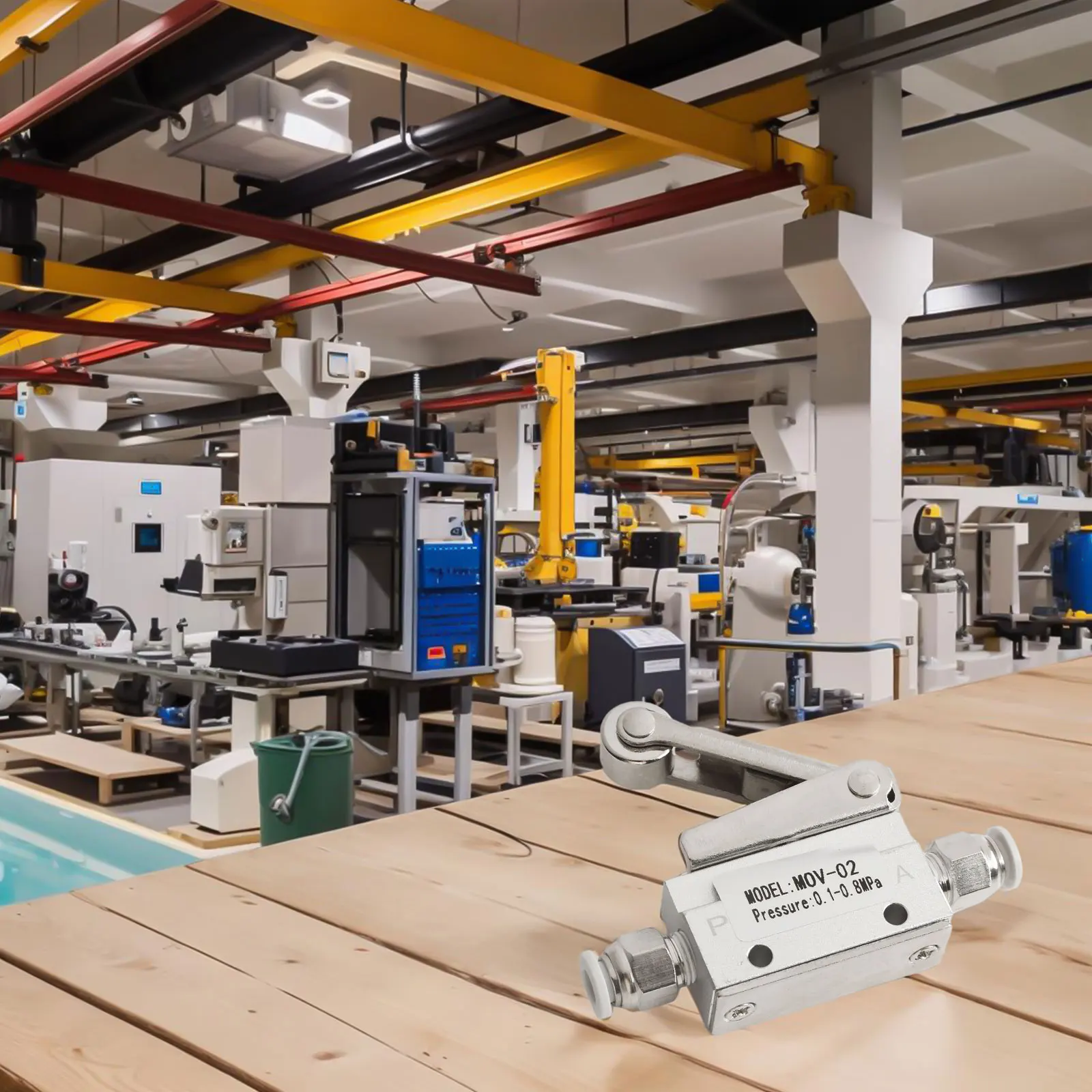 2 Position 2 Way 1/8in Roller Pneumatic Mechanical Valve MOV-02 for Air Control with 6mm Connectors Aluminum Body 0-0.85MPA