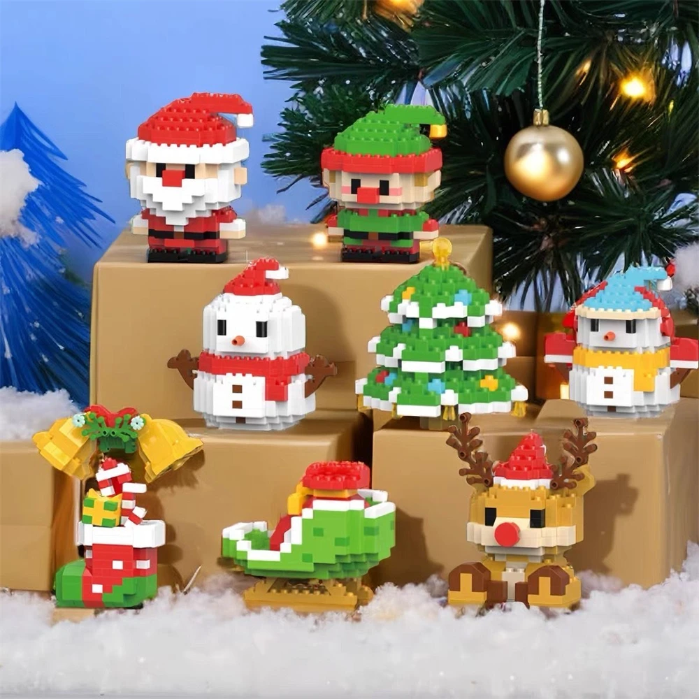 Prezenty Świąteczne Zabawki dla Dzieci Klocki Konstrukcyjne Święty Mikołaj Puzzle DIY Mikro Klocki Choinki Świąteczne Dekoracje z Łosiem Prezent Świąteczny Nowość