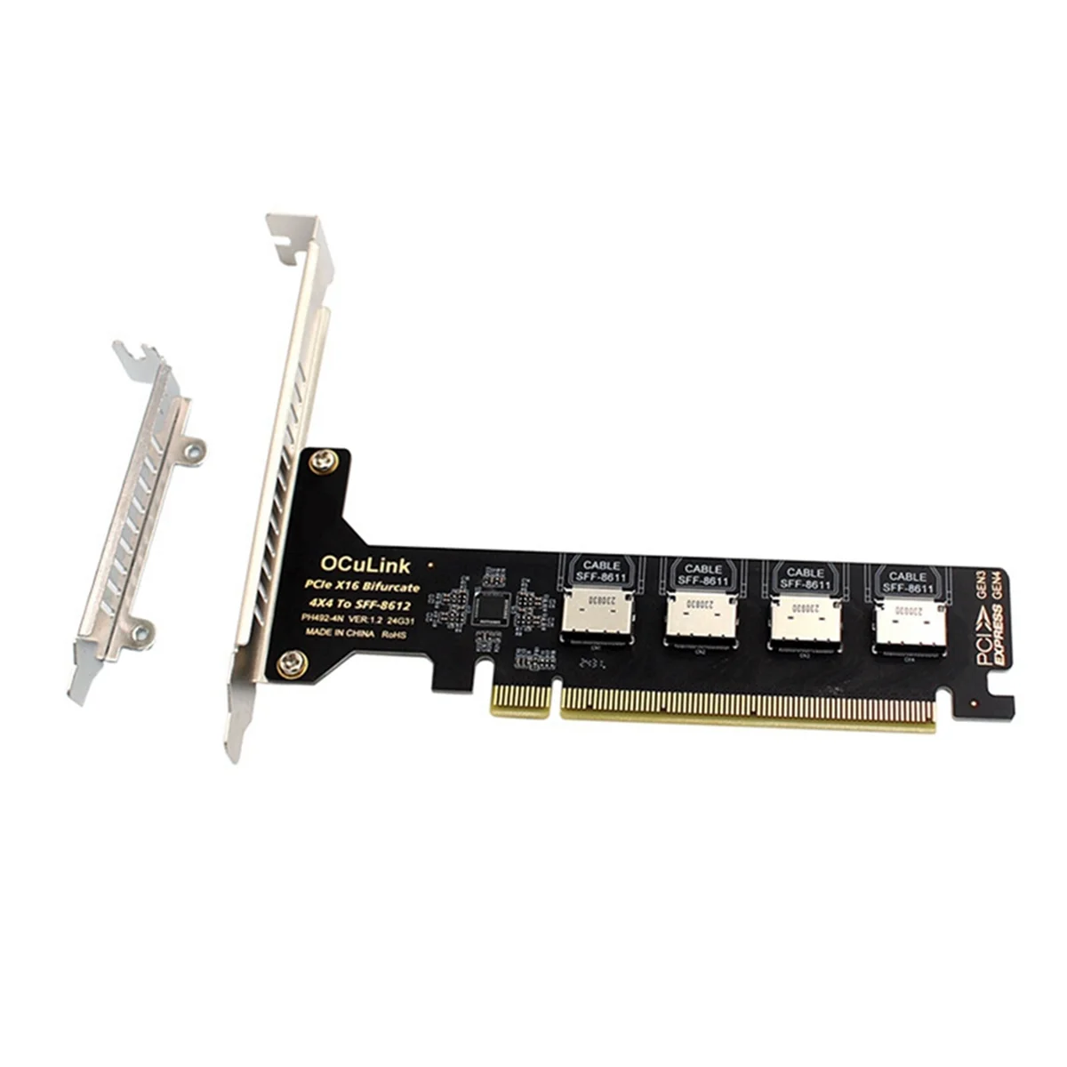 

ABJZ PCI-E X16 Сплит 4-портовая карта расширения Oculink SFF8611 и 8612 NVME PCIe Адаптер твердотельного накопителя для расширения материнской платы