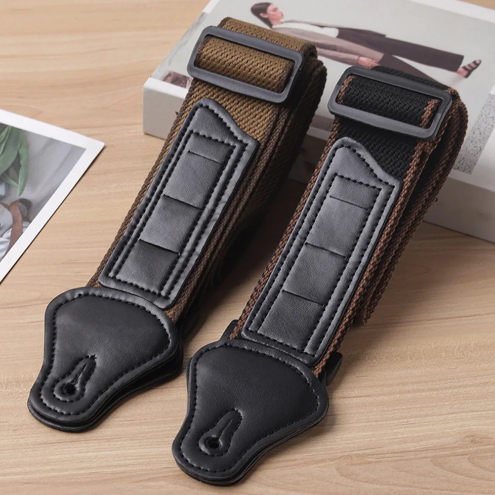 Sangle de guitare noire classique, réglable et Durable, pour Instrument acoustique électrique Folk, ceinture de rangement, sangle d'épaule en coton pour