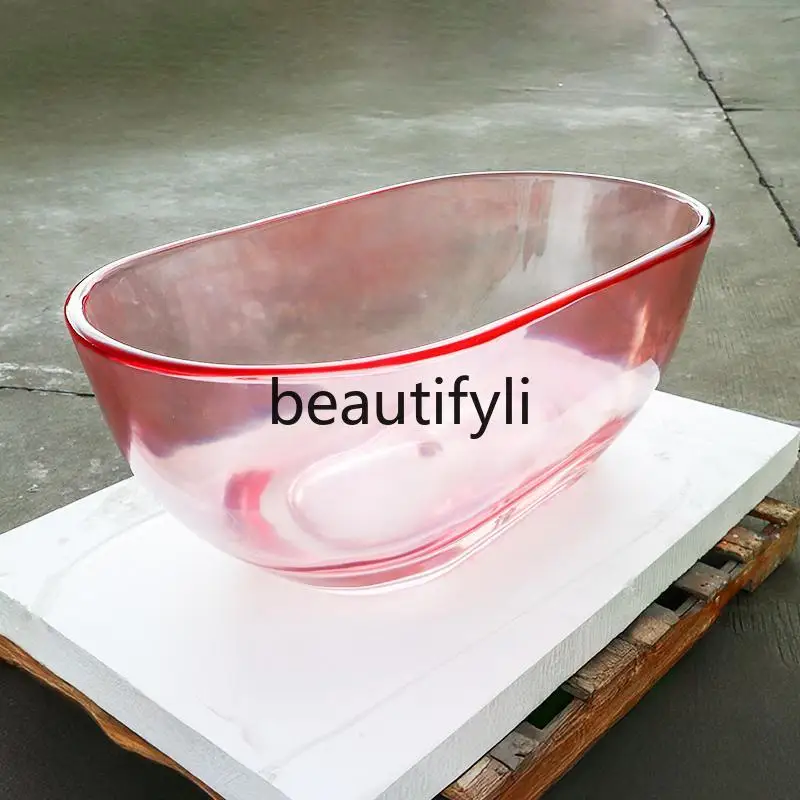 Transparent resin crystal bathtub custom water drop type homestay personalized pink bathtub