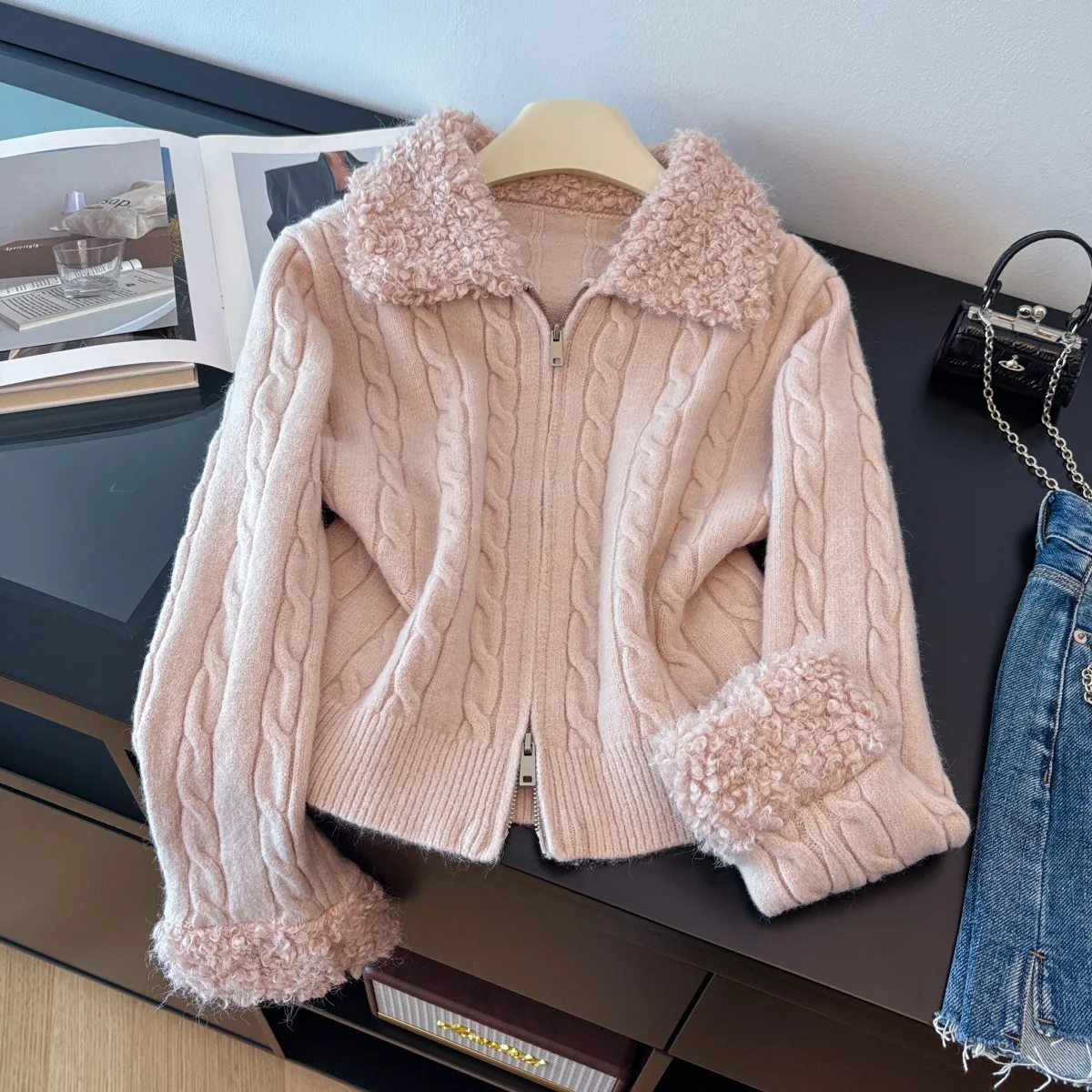 

Женский розовый кардиган, уютный свитер, винтажный джемпер, вязаный свитер в корейском стиле с длинными рукавами для женщин, весенне-осенняя одежда 2000-х годов