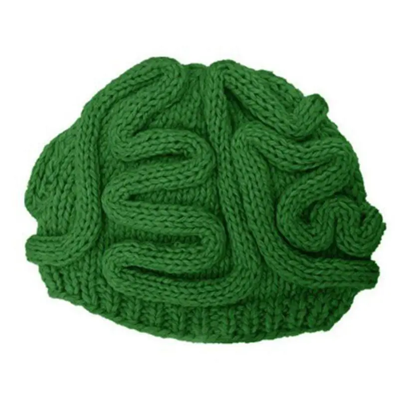 Funny Pink Handmade Knitted Brain Hat Creative and Unique Brain Headgear Hat