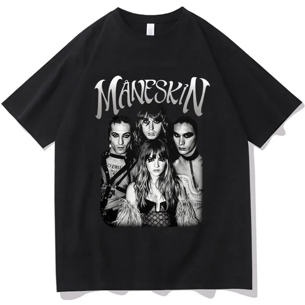 Groupe de Rock italien Maneskin 2023 Tour du monde T-shirt mode gothique rétro hommes femmes ample à manches courtes décontracté t-shirts Streetwear