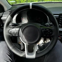 Customized Car Steering Wheel Cover Artificial Leather Steering Wheel Braid For Kia Rio Rio5 K2 Picanto Morning 2017-2020